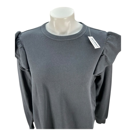 Old Navy Gray Ruffled Sweatshirt Size M New - Picture 4 of 8
